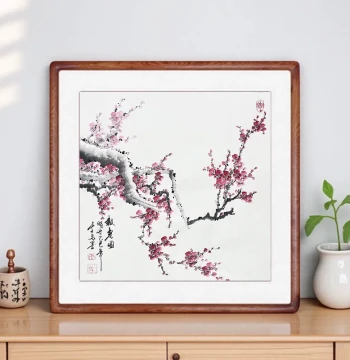 Hand-Painted Chinese Plum Blossom Art for Living Room Decor Entryway Hallway Bedroom Dining Room Ink Wash Painting