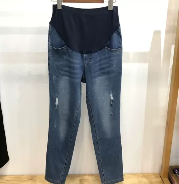 Yunzhicai Spring Maternity Skinny Jeans - Seamless High-Stretch Belly Support Pregnancy Pants