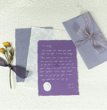 Light Purple Envelope and Letter Paper Set, Vintage French Romantic Artistic Love Letter, Niche Wedding Vow Card Gift