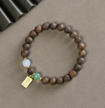 White Qinan Agarwood DIY Double-Wrap Design Bracelet – Single or Double Wrap Wish-Fulfilling Prayer Beads Bracelet for Collectibles and Accessories