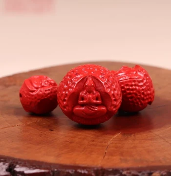 97% High-Purity Natural Raw Cinnabar Formless Buddha Round Bead Spacer Pendant Bracelet Accessories