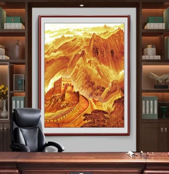 Great Wall Landscape Painting Office Background Wall Decor Living Room New Chinese Style Hanging Art Mountain Support Map Custom Chinese Painting