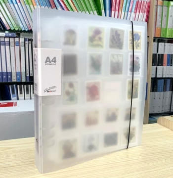 A4 9-Hole 5x5cm 20-Grid Large Capacity Transparent Binder for Small Cards, Samples, Coins, Stamps, and Philately Collection