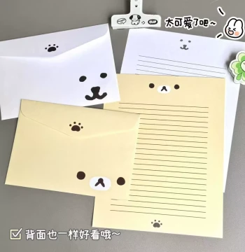 Cute Little Bear Envelope and Letter Paper Set, Cartoon Creative Handwritten Letter Blessing, Birthday Gift, Note Paper