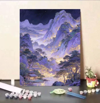 A Thousand Li of Rivers and Mountains Paint by Numbers DIY Fill-in Handmade Painting Chinese Landscape Scenery Oil Painting Living Room Decorative Art