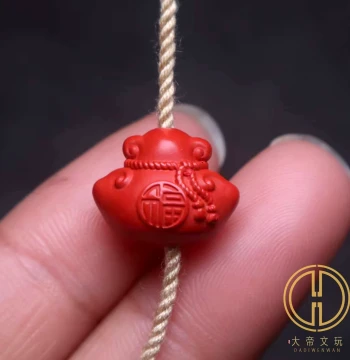 Authentic High-Purity Cinnabar Red Sand Lucky Bag 'Abundance Year after Year' Back Cloud Spacer Beads for DIY Bodhi Long Bracelet Accessories