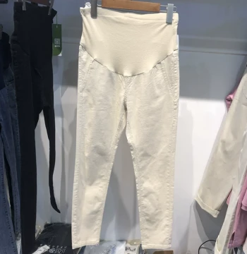 Aimei Mommy Spring/Autumn High-Stretch Maternity Pants, High-Waist Adjustable Belly Support for Petite Moms