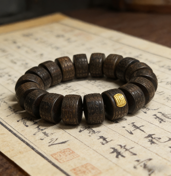 Bodhisattva Qinan Agarwood Five-Sutra Prayer Beads – Premium Medicinal Agarwood with Auspicious Cloud Inlay, Unisex Chinese-Style Wenwan Rosary