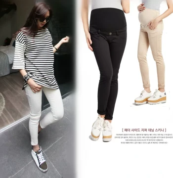 Clearance Sale Maternity Pants, Slim-Fit Outerwear Long Trousers, Fashionable Spring Maternity Wear, Pure Cotton Slimming Belly Support Pants, Trendy Black