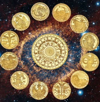 Complete Set of Twelve Constellation Commemorative Euro and US Coins Collectibles Lucky Guardian Zodiac Coins 12 Constellation Coins