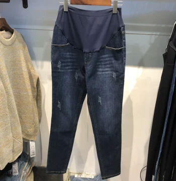 Yunzhicai Autumn/Winter Maternity Skinny Jeans YWK213050 - Versatile Seamless Non-Adjustable Belly Support Full-Length Pants