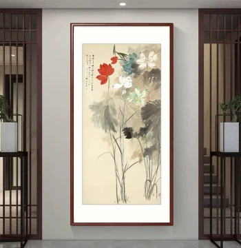 Zhang Daqian Vertical Landscape Painting for Entryway and Living Room Decor