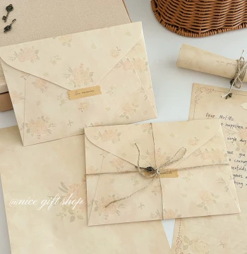 Nice Gift~ Vintage Rose Romance Handwritten Love Letter Set: Premium Thick Envelopes & Stationery with Elegant Design
