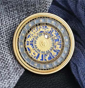 Creative Zodiac Gift: Tarot Twelve Constellation Commemorative Coin with Rhinestone Inlay and Painted Lucky Blessing