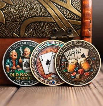 American Poker Chip Pressed Card Color-Printed Lucky Coin Challenge Coin Collectible Souvenir Gift Decorative Creative Gadget