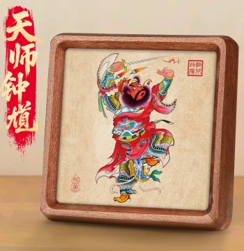 Zhong Kui Portrait Statue: Small Desktop Ornament for Office, Living Room, or Entryway, Feng Shui Decor for Wealth and Protection