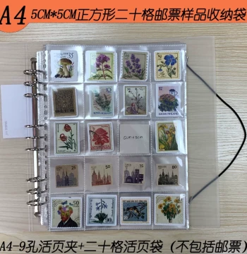 A4 9-Hole Transparent Loose-Leaf Album with 20 Pockets (5x5CM) - High Capacity Collector for Small Cards, Samples, Coins, and Stamps