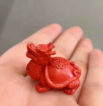 High-Quality Natural Cinnabar Small Dragon Turtle