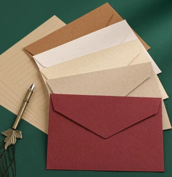 Custom Printed Envelope and Letter Paper Set with Logo and Gold Foil, Premium Invitation, Hairy Crab Voucher, Membership Card Holder, Romantic Vintage Handwritten Love Letter Stationery for Boyfriend or Girlfriend