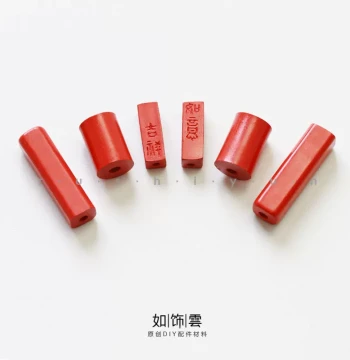 Rushi Square and Cylindrical Auspicious Barrel Beads, Premium Natural Cinnabar Tube Beads for Bracelets, Prayer Beads, and DIY Accessories HQ