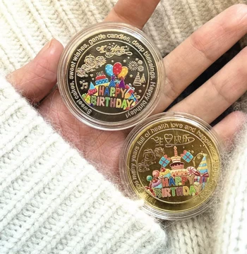 Colorful Cake & Balloon Birthday Commemorative Coin - Lucky Gift for Friends and Besties