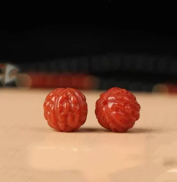 Southern Red Agate Round Beads with Diamond Cut - Hand-Carved Full-Color Loose Beads for DIY Bracelets and Jewelry Making