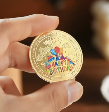 Creative Birthday Commemorative Coin with Colorful Cake - Ritualistic Blessing Lucky Gift for Friends and Besties