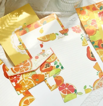 Fresh Fruit Series Envelope and Letter Paper Set, Premium Romantic Love Letter Stationery with Bookmarks and Sealing Stickers for Confessions