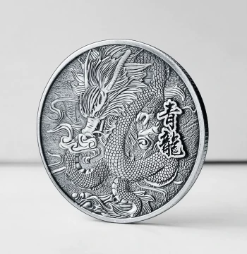 [Azure Dragon Coin] Auspicious Beast Ancient Silver Coin: Creative Zodiac Animal Commemorative Medal with Relief Metal Lucky Charm