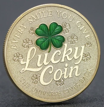 Four-Leaf Clover Lucky Gold Coin - Electroplated 3D Embossed Metal Commemorative Medal Badge Gift