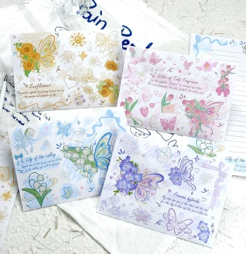 Lily of the Valley & Butterfly Envelope and Letter Paper Set - Ins Style, Exquisite Niche Premium Feel, Handwritten Letters, Romantic Proposal Love Letters, Simple Artistic Note Cards, Vintage Message Cards