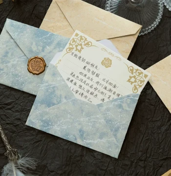 Golden Years Envelope, Letter Paper, and Wax Seal Sticker Set - Ins Style Artistic Vintage Valentine's Confession Handwritten Note Stationery