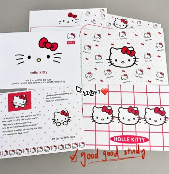 Red Cat Envelope and Letter Paper Set, Japanese Anime Ins Cartoon Creative Style, Blessing Gift Message Stationery for Women