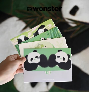 [Two-Legged Monster | Fluffy Cutie Envelope Set] Original Cute Panda Premium Love Letter Paper