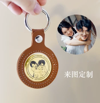 Lucky Coin Couple Portrait Photo Custom Keychain - Anniversary Valentine's Gift, Handmade DIY Pendant