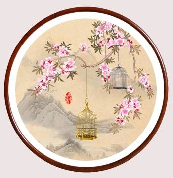 Chinese Solid Wood Round Picture Frame for Cross-Stitch Mounting – Wall-Hanging Decor for Living Room, Suitable for Traditional Chinese Paintings and Oil Paintings