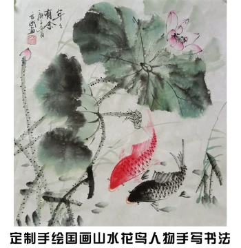 Pure Hand-Painted Guohua Small Decorative Painting - Living Room, Dining Room, Entryway, Utility Box Wall Art, Freehand Flower-and-Bird Painting, Custom Calligraphy