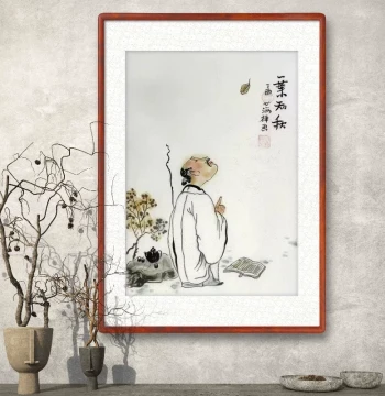 Hand-Painted Chinese Zen Ink Painting for Living Room, Office, or Study - Figure by Xin Hai Jushi (Small Format 50GG)