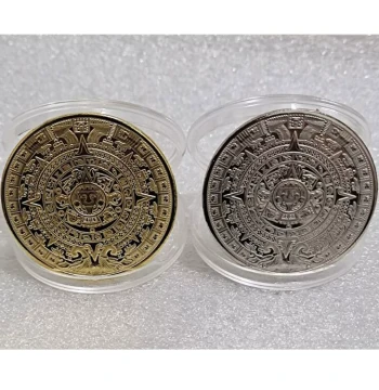 Maya Coin Pyramid Sundial Gold and Silver Coins, Mexican Commemorative Medals, Foreign Coin Gifts, Virtual Currency Lucky Coins