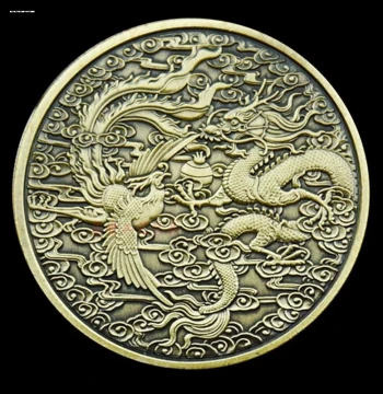 Dragon and Phoenix Auspicious Gold and Silver Coin Wedding Creative Gift Souvenir Commemorative Coin Zodiac Dragon and Phoenix Return Gift Love Lucky Coin