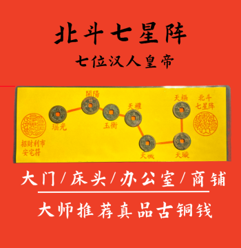 Big Dipper Seven Emperors Five Emperor Coins Threshold Ornament - Traditional Chinese Craft for Entryway, Foyer, and Office Decor
