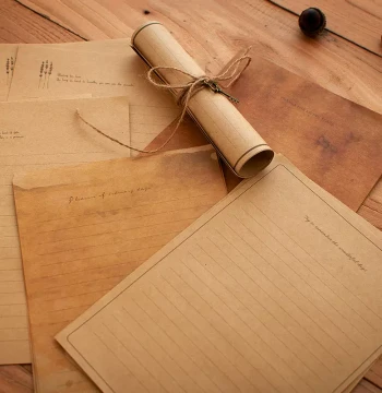 Vintage Romantic European Kraft Paper Handwritten Love Letters, Minimalist Premium Artistic Lined Letter Paper and Envelope Set