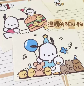 Girly Instagram-Style Pochacco Envelope Set, Letter Paper, Greeting Cards, Student Message Notes, Blessing Gifts, Stationery Paper
