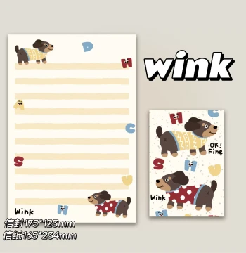 Happy Little Sausage Envelope, Cartoon High-Aesthetic Line Letter Paper Set, Handwritten INS Minimalist Student Blessing Creative Design