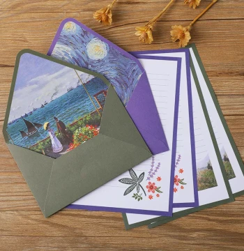 Vintage Artistic Letter Paper and Envelope Set Monet Van Gogh Creative Oil Painting Stationery for Love Letters Students Premium Feel