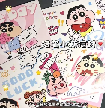 Crayon Shin-chan Envelope and Letter Paper Set: Japanese Anime Cartoon Creative Instagram-Style Stationery for Girls