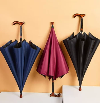 Automatic Multi-Function Cane Umbrella, Detachable Long-Handle Windproof Umbrella with Hiking Stick for Seniors