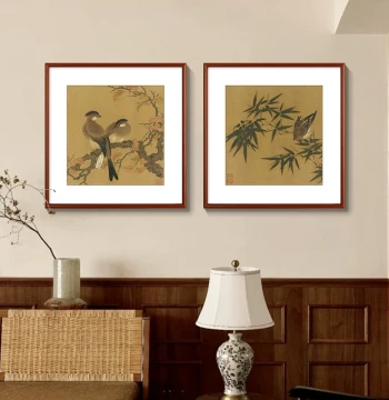 Song Dynasty Flower and Bird Square Decorative Painting: Traditional Chinese Art for Living Room and Study