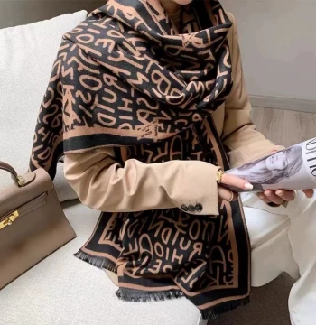 Hot-Selling Reversible Air-Conditioning Shawl - Thickened Warm Imitation Cashmere Scarf for Women, Perfect for Autumn and Winter Office Wear