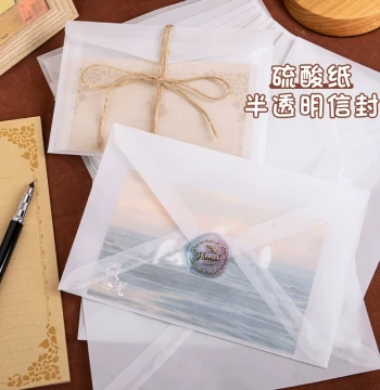 Aesthetic Frosted Semi-Transparent Vellum Envelope and Letter Paper Set – Artistic, Premium Creative Postcards, Greeting Cards, and Romantic Packaging for Handwritten Notes